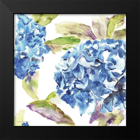 Hydrangea Black Modern Wood Framed Art Print by Kamdon Kreations