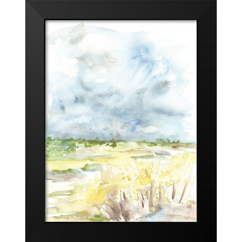 Wheat Field Black Modern Wood Framed Art Print by Kamdon Kreations