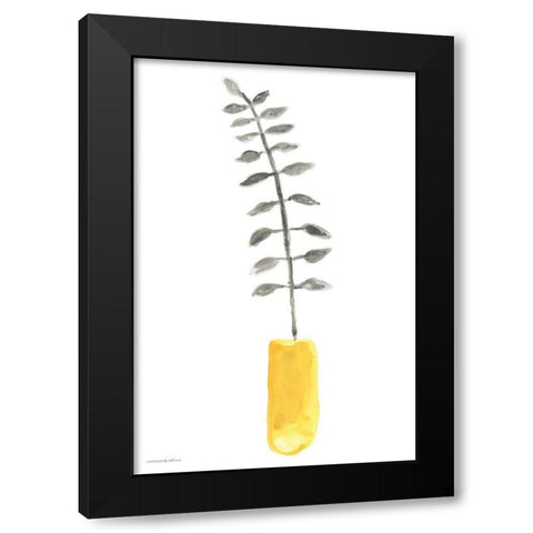 Fern in Mustard Vase 1 Black Modern Wood Framed Art Print with Double Matting by Kamdon Kreations