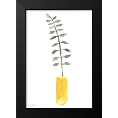 Fern in Mustard Vase 1 Black Modern Wood Framed Art Print by Kamdon Kreations