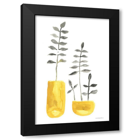 Fern in Mustard Vase 2 Black Modern Wood Framed Art Print with Double Matting by Kamdon Kreations