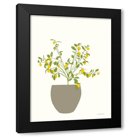 Lemon Tree Black Modern Wood Framed Art Print by Kamdon Kreations