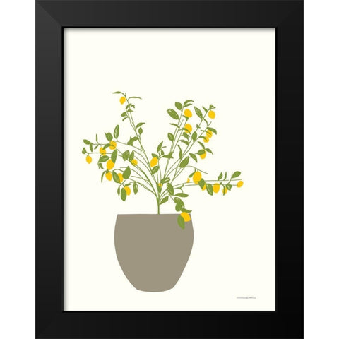 Lemon Tree Black Modern Wood Framed Art Print by Kamdon Kreations