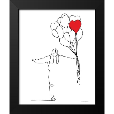 Love Black Modern Wood Framed Art Print by Kamdon Kreations