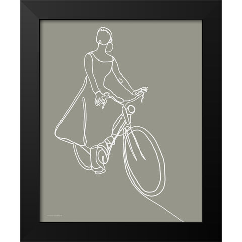 Audrey on a Bike Black Modern Wood Framed Art Print by Kamdon Kreations