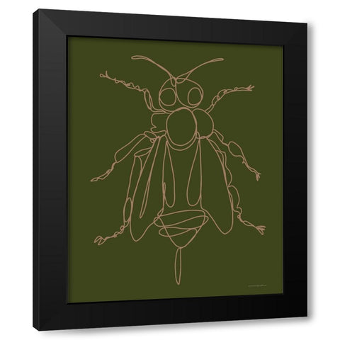 Bee Black Modern Wood Framed Art Print by Kamdon Kreations