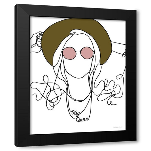 Hey Queen Black Modern Wood Framed Art Print by Kamdon Kreations