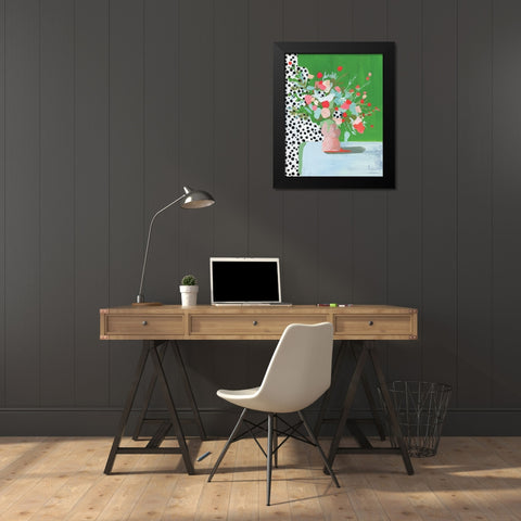 Bird Song in Spring Black Modern Wood Framed Art Print by Kamdon Kreations