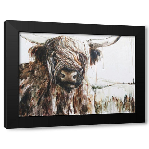 Highland in the Breeze Black Modern Wood Framed Art Print with Double Matting by Kamdon Kreations