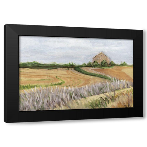 Golden Hour on the Farm Black Modern Wood Framed Art Print by Kamdon Kreations