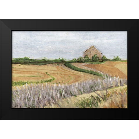 Golden Hour on the Farm Black Modern Wood Framed Art Print by Kamdon Kreations