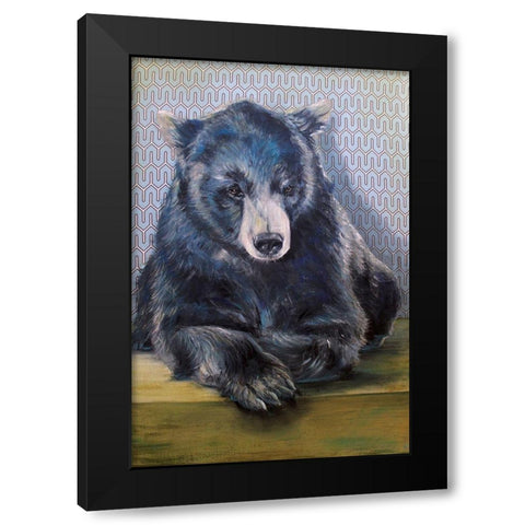 Black Bear Black Modern Wood Framed Art Print with Double Matting by Kamdon Kreations