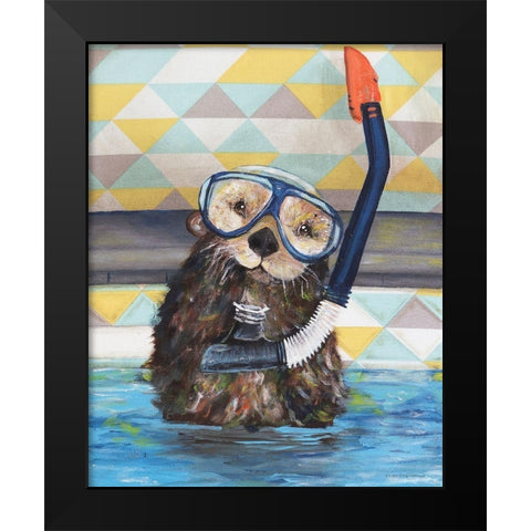Scuba Training Black Modern Wood Framed Art Print by Kamdon Kreations