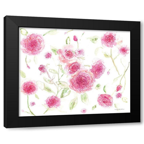 Pink Poises Black Modern Wood Framed Art Print by Kamdon Kreations