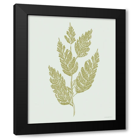 Spring Sprig Black Modern Wood Framed Art Print with Double Matting by Kamdon Kreations