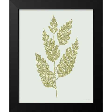 Spring Sprig Black Modern Wood Framed Art Print by Kamdon Kreations