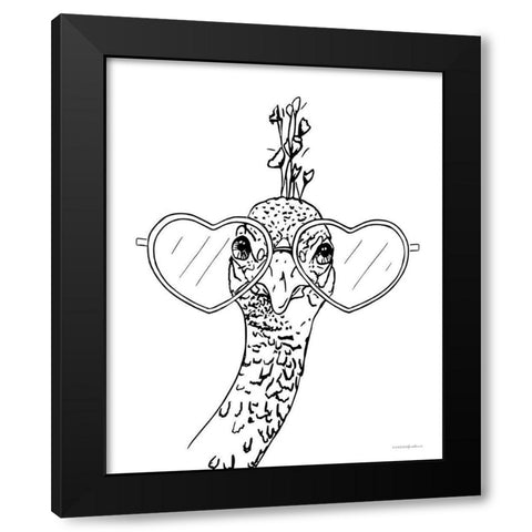 A Little Peacocky III Black Modern Wood Framed Art Print by Kamdon Kreations