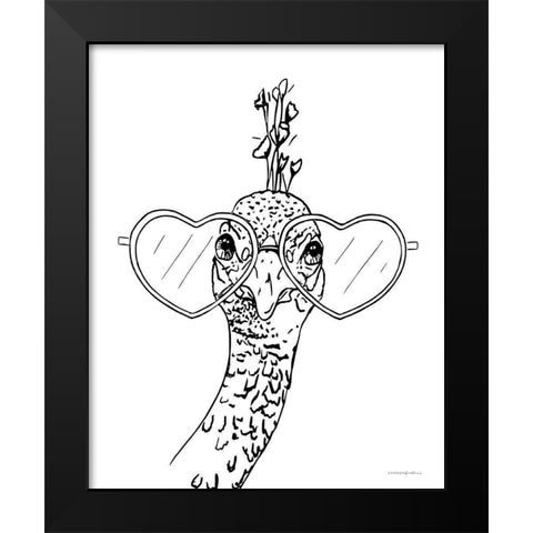 A Little Peacocky III Black Modern Wood Framed Art Print by Kamdon Kreations