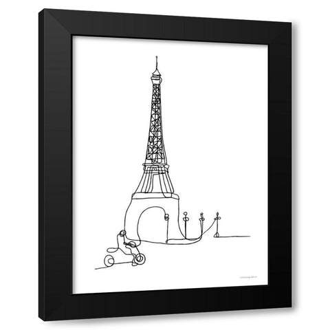 Vespa Ride Black Modern Wood Framed Art Print by Kamdon Kreations