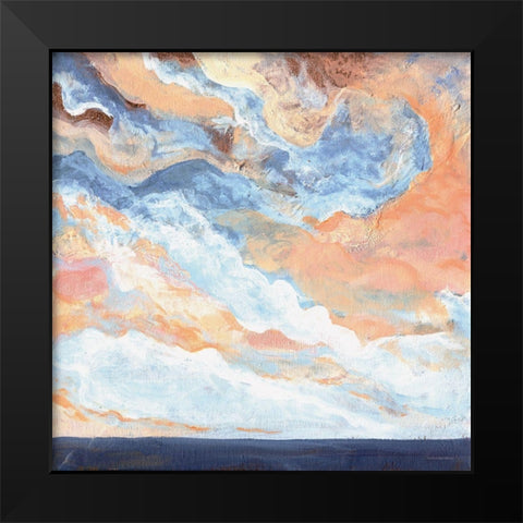 Coral Horizon Black Modern Wood Framed Art Print by Kamdon Kreations