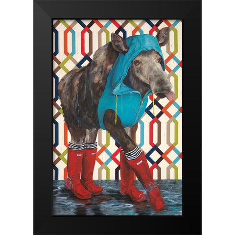 Prancing in the Rain   Black Modern Wood Framed Art Print by Kamdon Kreations