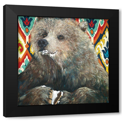 Bear Wants Smore   Black Modern Wood Framed Art Print with Double Matting by Kamdon Kreations