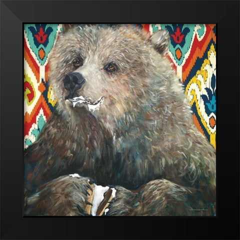 Bear Wants Smore   Black Modern Wood Framed Art Print by Kamdon Kreations
