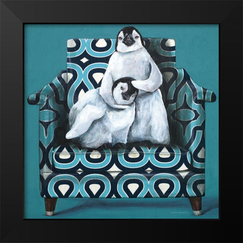 Penguin Noogie Black Modern Wood Framed Art Print by Kamdon Kreations