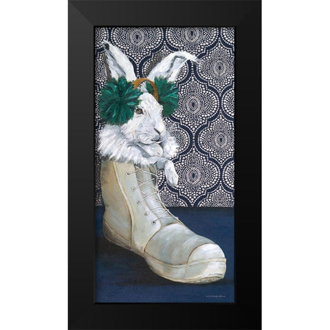 Bunny Boots 1 Black Modern Wood Framed Art Print by Kamdon Kreations