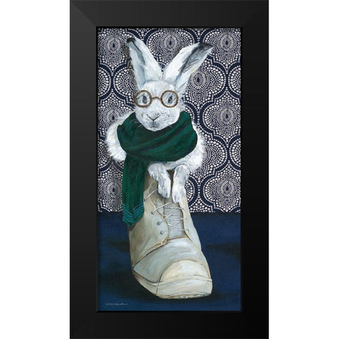 Bunny Boots 2 Black Modern Wood Framed Art Print by Kamdon Kreations