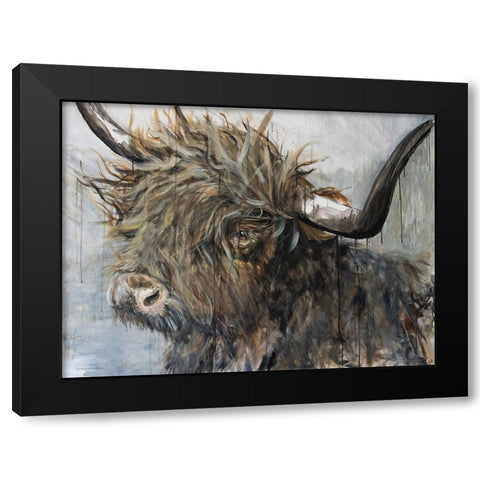 Sweet Cow Black Modern Wood Framed Art Print with Double Matting by Kamdon Kreations