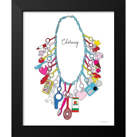 80s Charm Black Modern Wood Framed Art Print by Kamdon Kreations