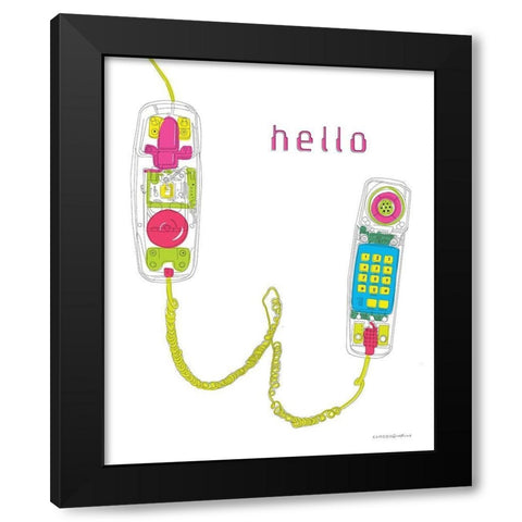 Chit Chat Black Modern Wood Framed Art Print by Kamdon Kreations