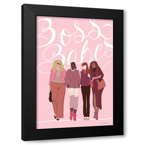Boss Babes Black Modern Wood Framed Art Print by Kamdon Kreations