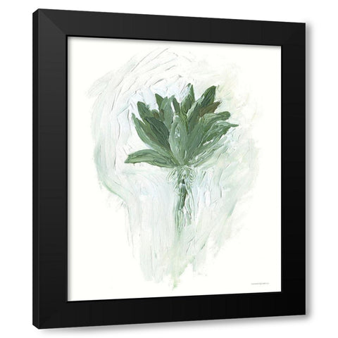 A Whole Bunch of Sage Black Modern Wood Framed Art Print by Kamdon Kreations
