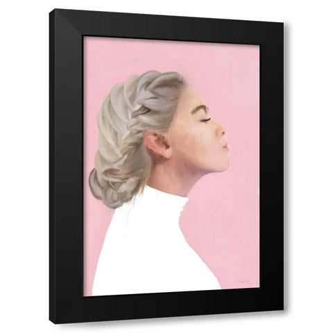 First Kiss Black Modern Wood Framed Art Print by Kamdon Kreations