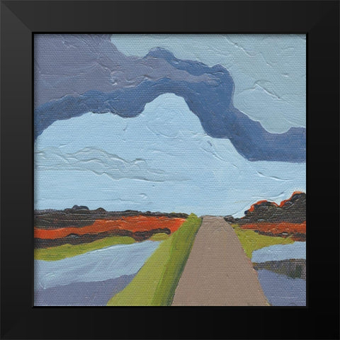 Down the Road     Black Modern Wood Framed Art Print by Kamdon Kreations