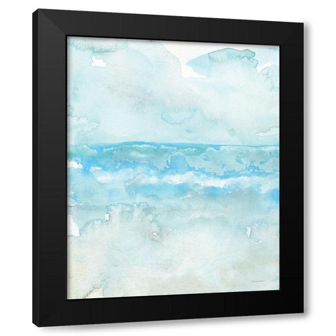 Aqua Waves    Black Modern Wood Framed Art Print with Double Matting by Kamdon Kreations