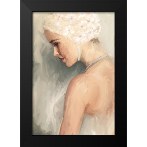 Swim Cap Black Modern Wood Framed Art Print by Kamdon Kreations