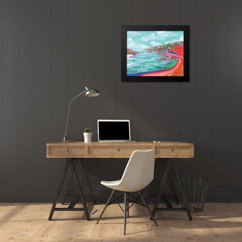 Boat Party Black Modern Wood Framed Art Print by Kamdon Kreations