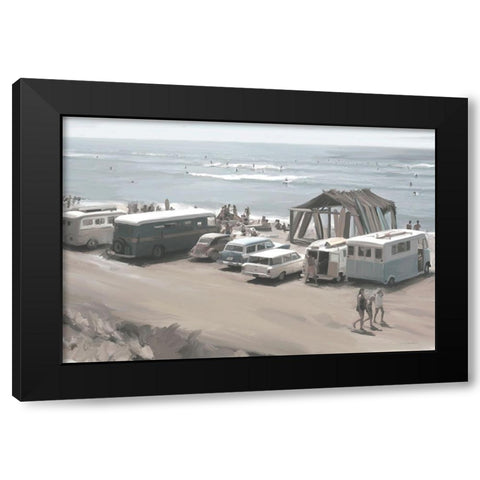 Catch the Wave Black Modern Wood Framed Art Print with Double Matting by Kamdon Kreations
