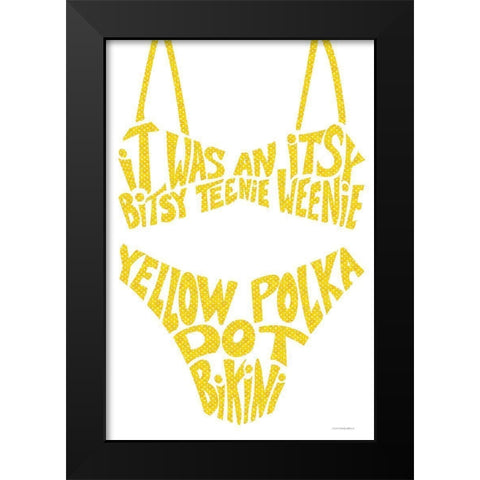 Yellow Polka Dot Bikini Black Modern Wood Framed Art Print by Kamdon Kreations