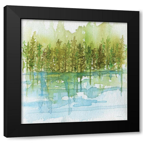Forest Reflections Black Modern Wood Framed Art Print with Double Matting by Kamdon Kreations