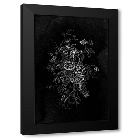 Lacey Flowers Black Modern Wood Framed Art Print by Kamdon Kreations