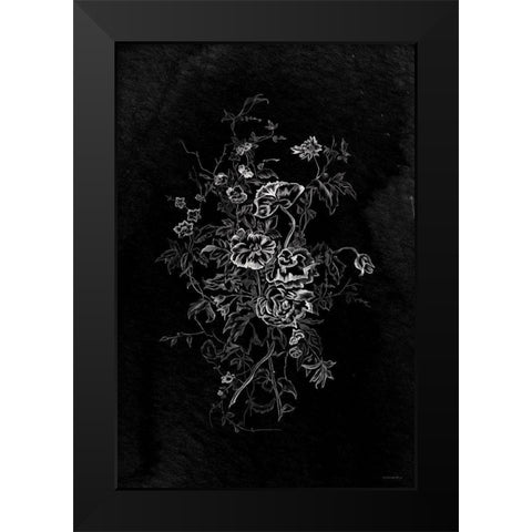 Lacey Flowers Black Modern Wood Framed Art Print by Kamdon Kreations