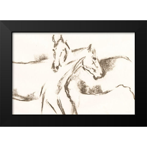 Filly Friends Black Modern Wood Framed Art Print by Kamdon Kreations