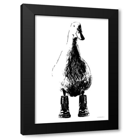 Duck in Docs Black Modern Wood Framed Art Print by Kamdon Kreations