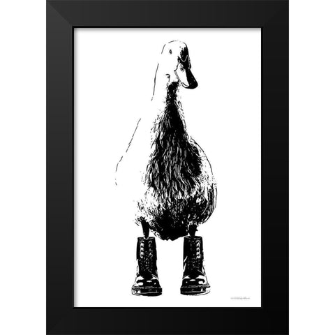 Duck in Docs Black Modern Wood Framed Art Print by Kamdon Kreations