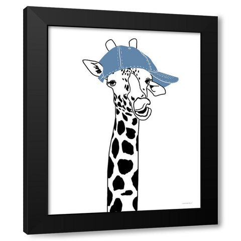Team Roster Giraffe Black Modern Wood Framed Art Print by Kamdon Kreations