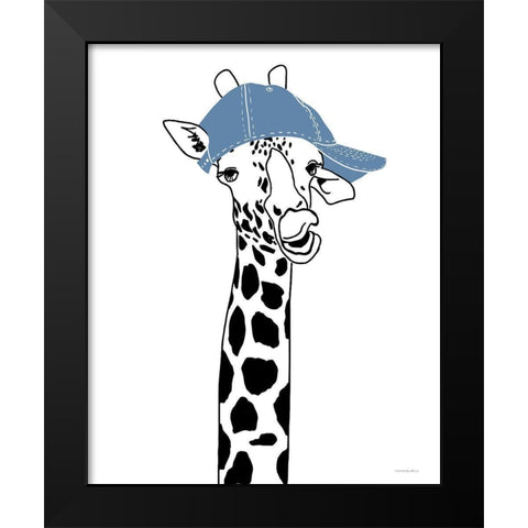 Team Roster Giraffe Black Modern Wood Framed Art Print by Kamdon Kreations
